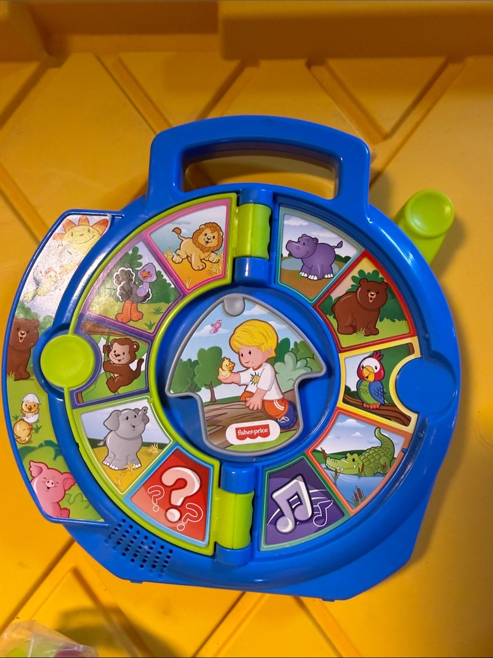 Fisher-Price Blue and Green Musical Animal Discovery Toy with Handle